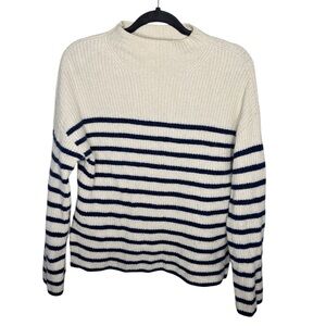 RAILS / Claudia cream navy blue striped mock neck wool blend sweater / M